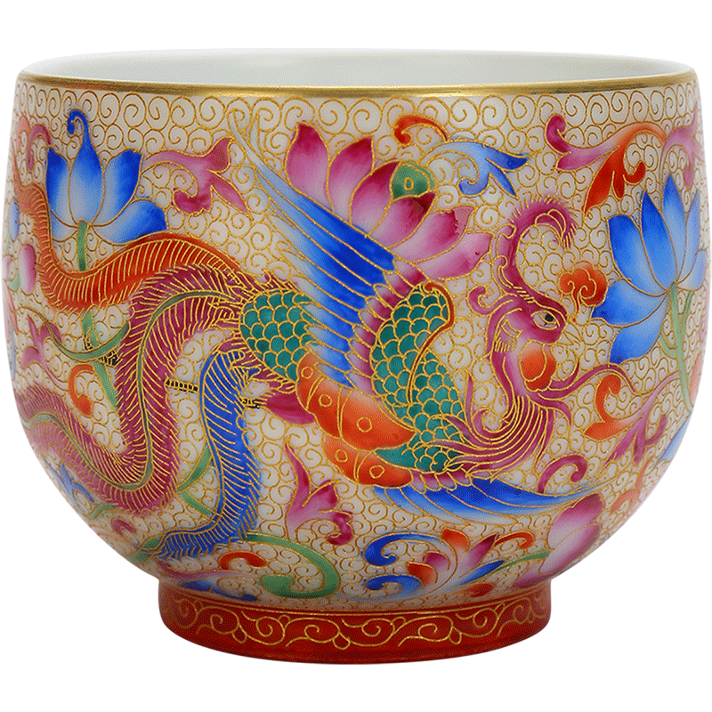 Recreational taste pure hand - made wire inlay enamel see colour longfeng master of kung fu tea cups meditation cup ceramic sample tea cup