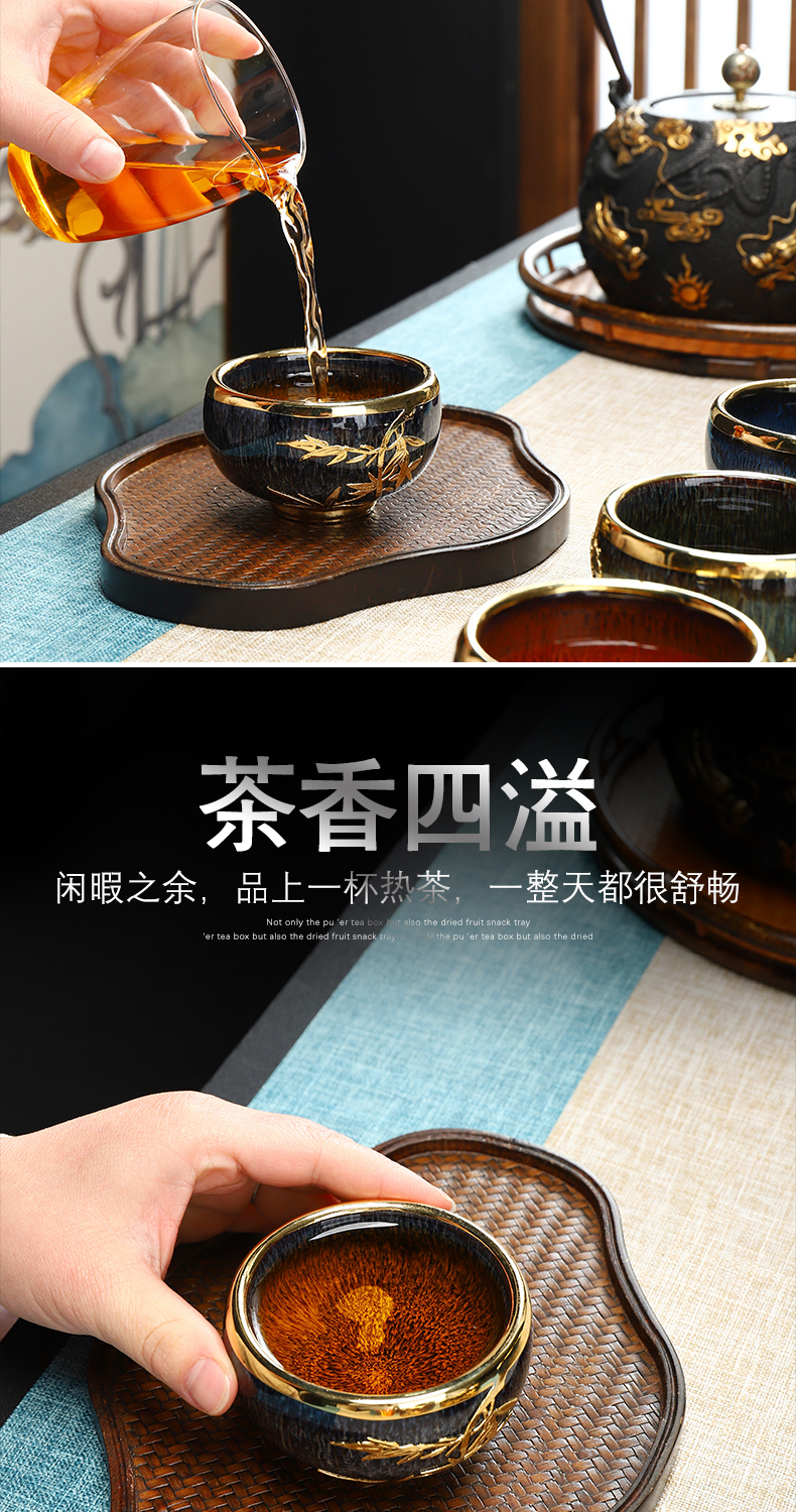Recreational product an inset jades built light red glaze ceramic sample tea cup pure manual obsidian drawing master kung fu tea cup