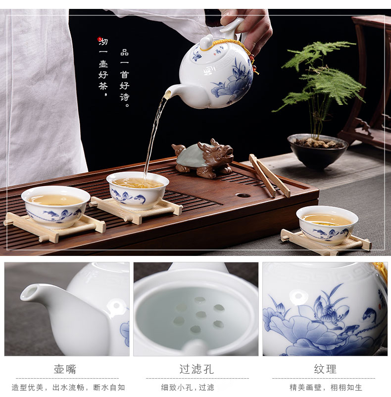 Recreational product ceramic tea set white porcelain kung fu tea mercifully tea tea sets tureen teapot household of Chinese style tea cups