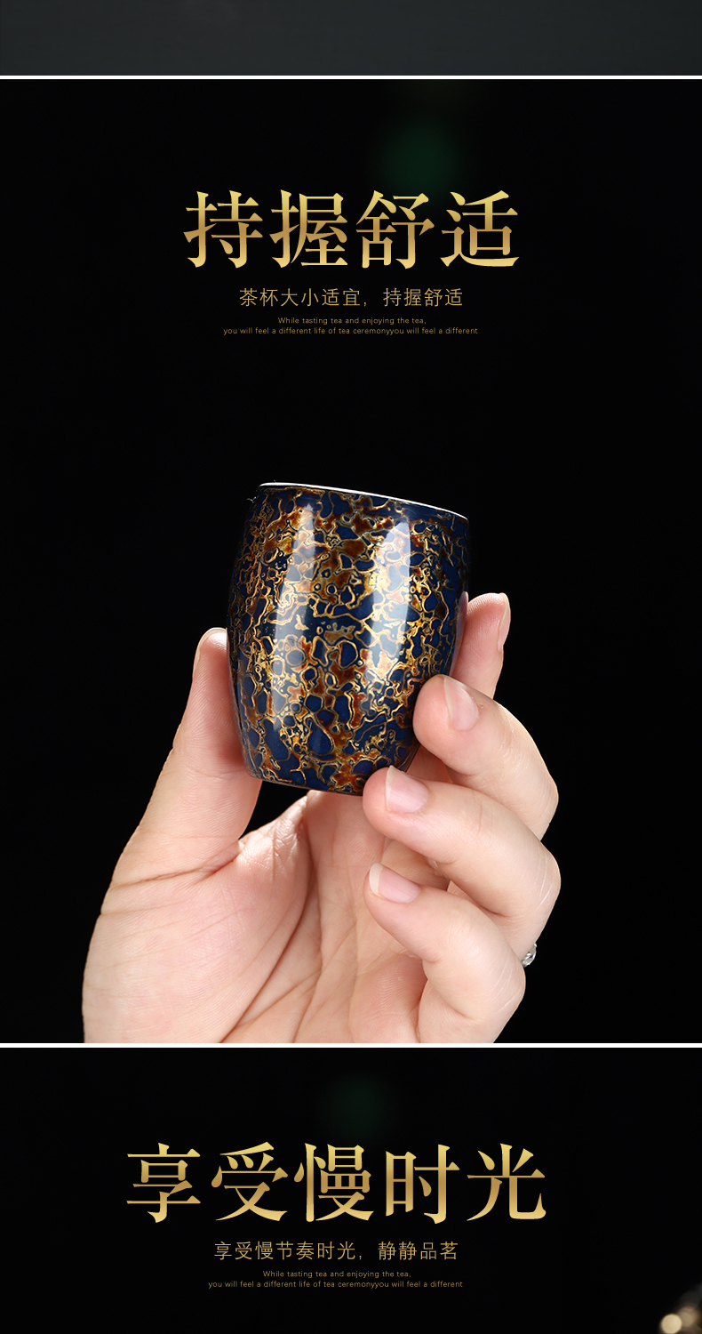 Recreational product lacquer tea Chinese palace gold wind fragrance - smelling cup pure manual white porcelain lamp that traditional Chinese lacquer cup paint