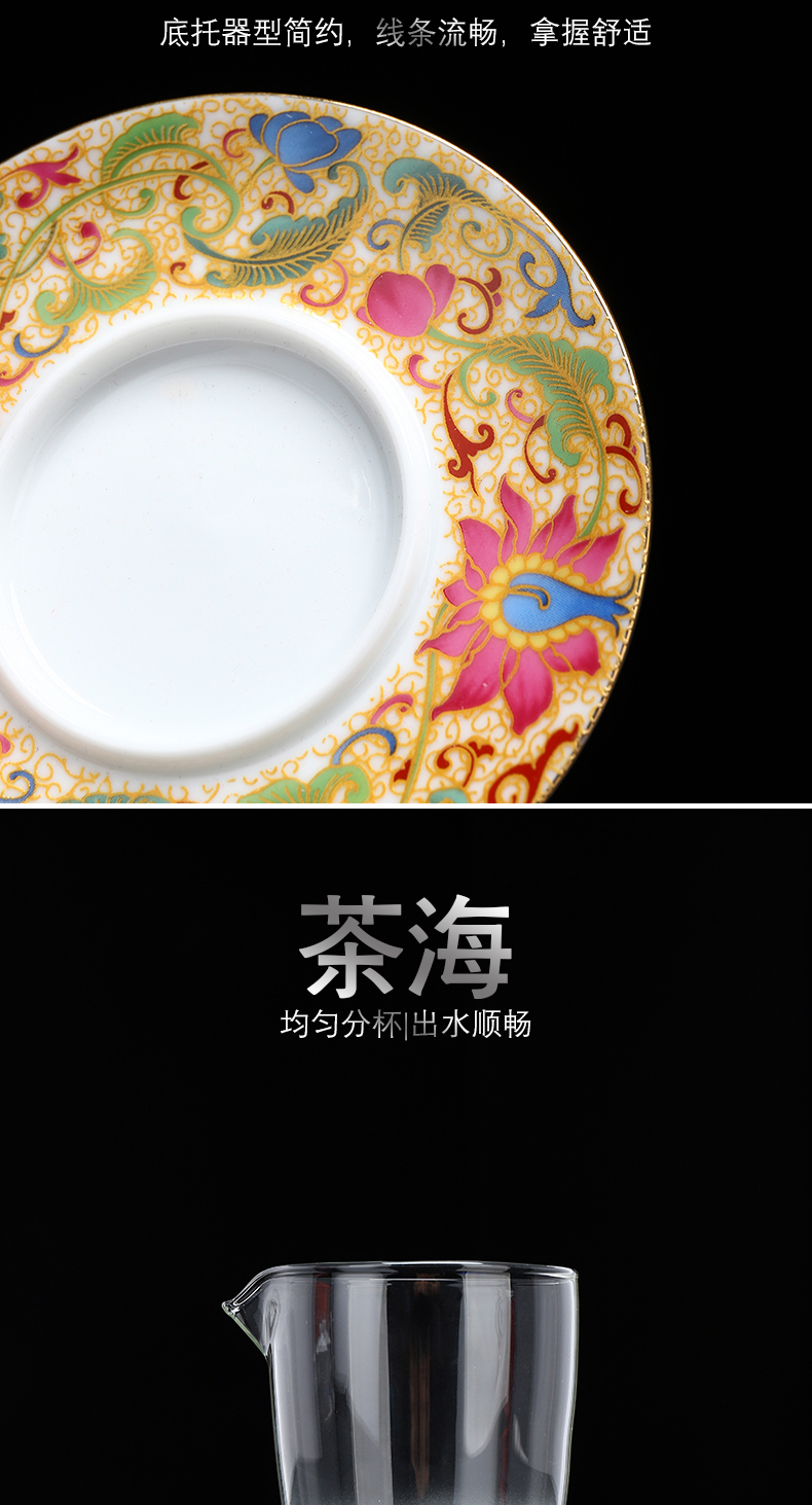 Recreational product coppering. As silver 999 kung fu tea set jingdezhen wire inlay enamel see peony tureen small gift cups