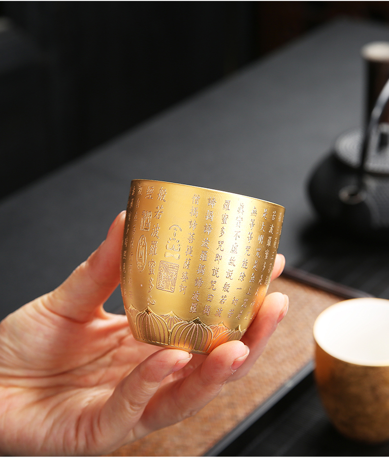 Recreation article 24 k gold gold cup sample tea cup single CPU kung fu tea set small checking ceramic tea master CPU