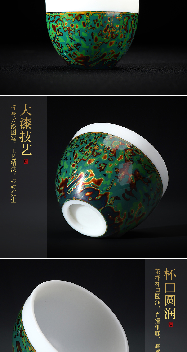 Recreational product lacquer ware jingdezhen ceramic cup tea tea set keep artist Wang Cunxu big white porcelain collection certificate