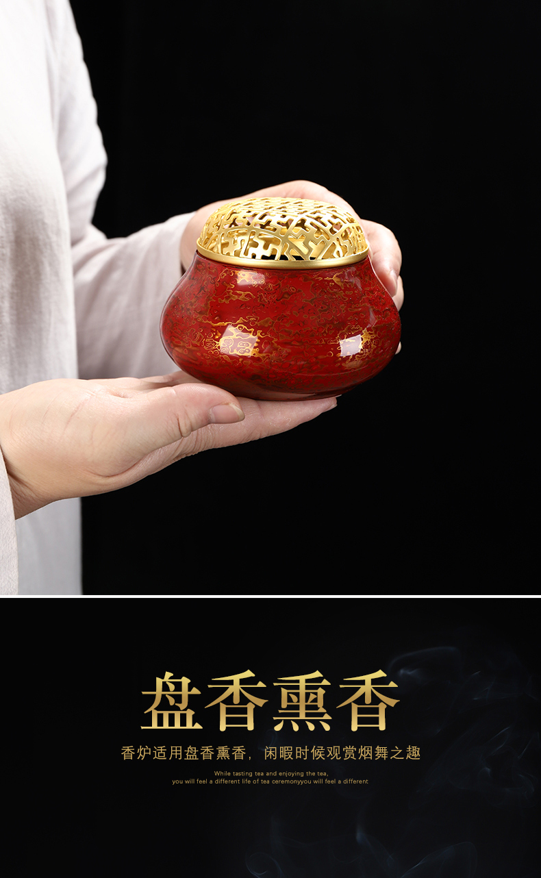 Recreational product big lacquer there are portable Chinese trumpet censer household ceramics sandalwood disk present zen furnace