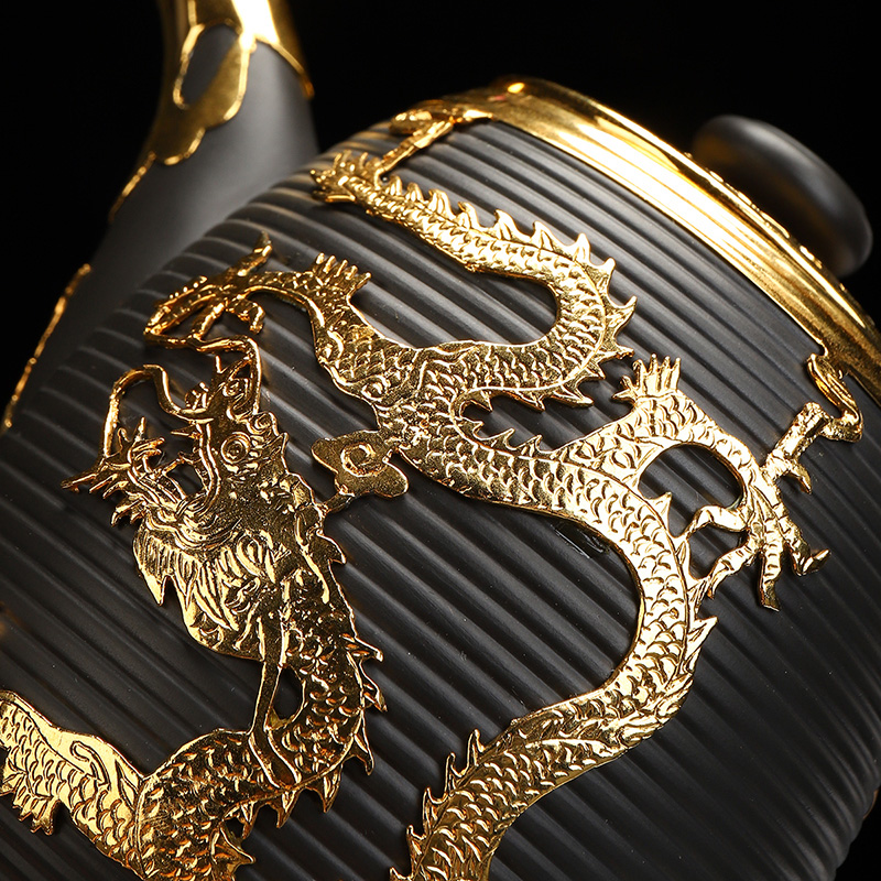 Recreational product gold suit of a complete set of yixing purple sand tea sets ceramics kung fu palace wind tureen gold cup teapot