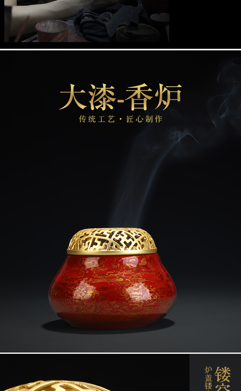 Recreational product big lacquer there are portable Chinese trumpet censer household ceramics sandalwood disk present zen furnace