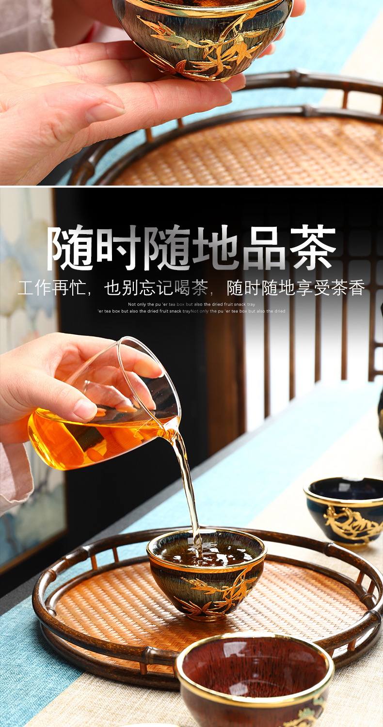Recreational product an inset jades built light red glaze ceramic sample tea cup pure manual obsidian drawing master kung fu tea cup