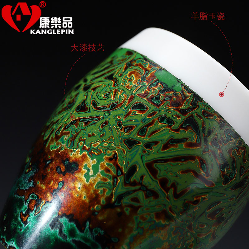 Recreational product lacquer creative manual Chinese lacquer master cup single CPU suet jade white porcelain ceramic household sample tea cup