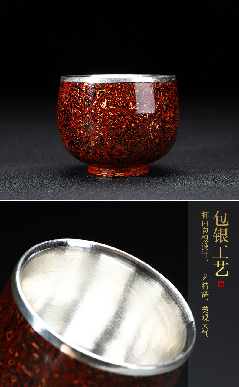Recreational product jingdezhen lacquer kung fu tea set of the big cup silver cup ceramic masters cup silvering tea cup