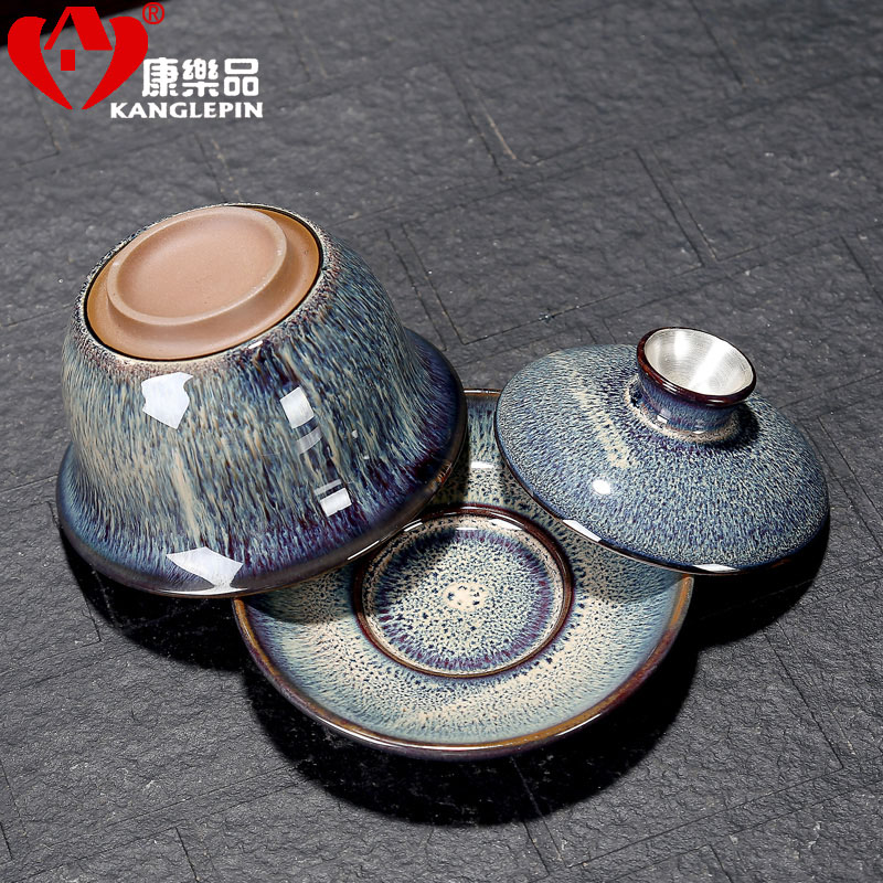 Recreational product ceramic wall coppering. As 999 silver tea set variable temmoku glaze bowl tureen large manual three bowl
