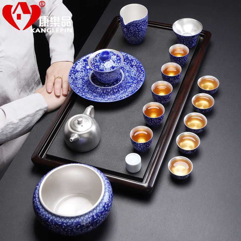 Recreational products fair 999 sterling silver tea set tureen glass ceramic cups Japanese household tea sets gift box