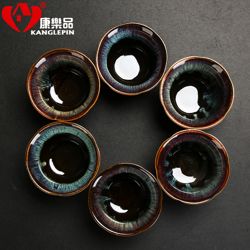 Recreational product obsidian change to build a complete set of ceramic Japanese kung fu lamp with fine gold girder pot of tea sets tea cup red glaze