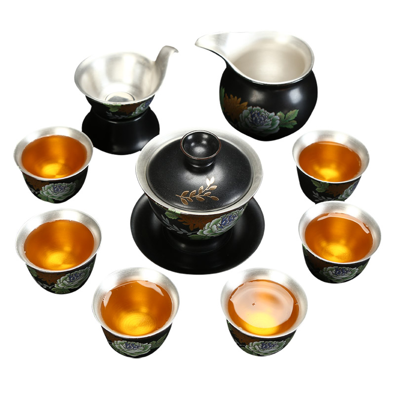 Recreational outfit 999 silver kung fu tea tea set a complete set of checking key-2 luxury contracted ceramic cup teapot