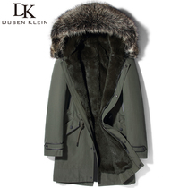 DK fur integrated pike suit mens Americas raccoon fur collar rabbit fur liner leather fur leather grass Jupelian hat outdoor coat