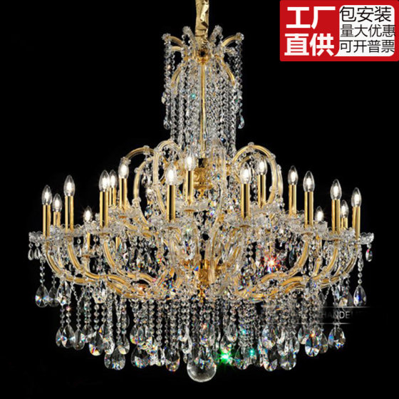 European-Style Duplex Villa Crystal Living Room Chandelier, Staircase Long Chandelier, Luxurious and Grand Hotel Lobby Light