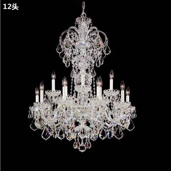 European-Style Crystal Chandelier for Duplex Living Room, Candle Lamp for Hotel Lobby, Luxurious and Grand Staircase Chandelier for Villa