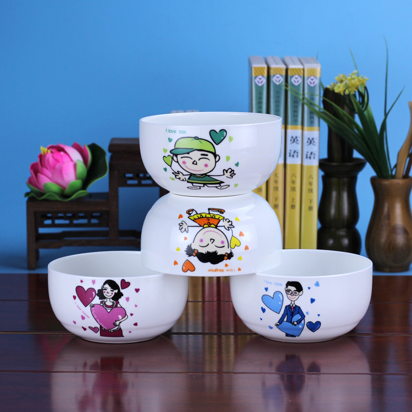 Purple ceramic beautiful lovely creative Korean rice bowls ipads porcelain tableware cartoon happiness family household jobs