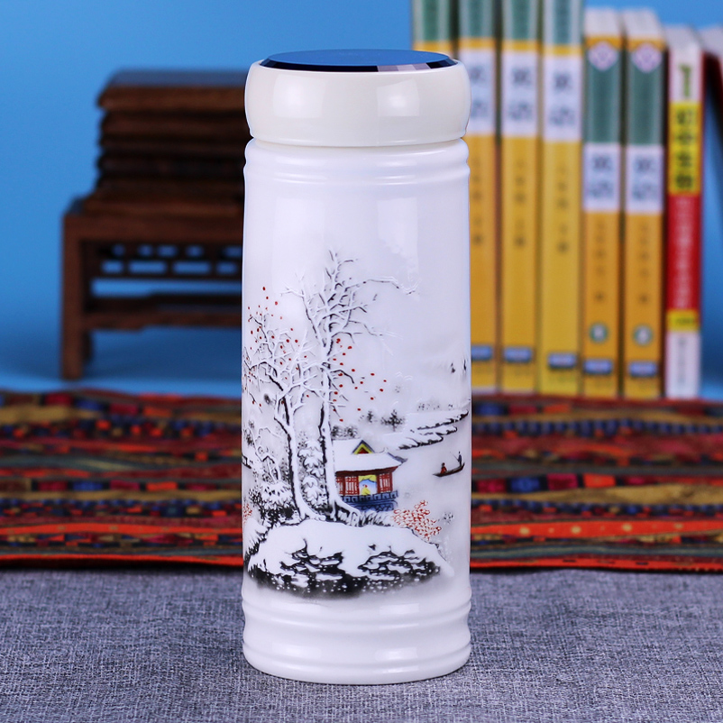 Jingdezhen double full ceramic vacuum cup with cover with ms male health cup tea cup office gift