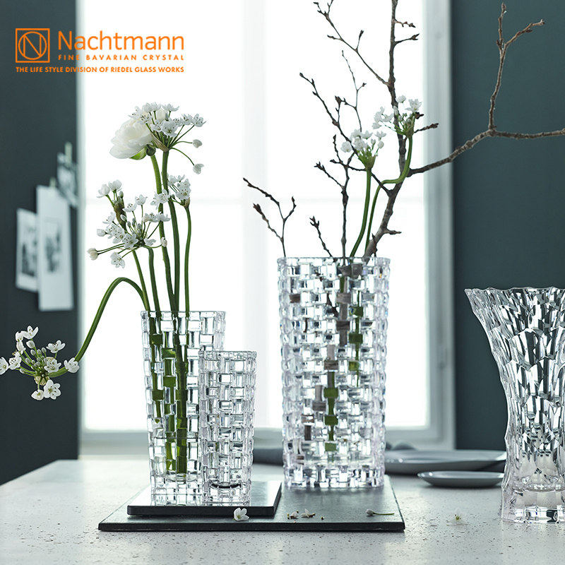 German Nachtmann Crystal Glass Vase Hem room with flower arrangement European-style modern transparent rich and expensive bamboo flower