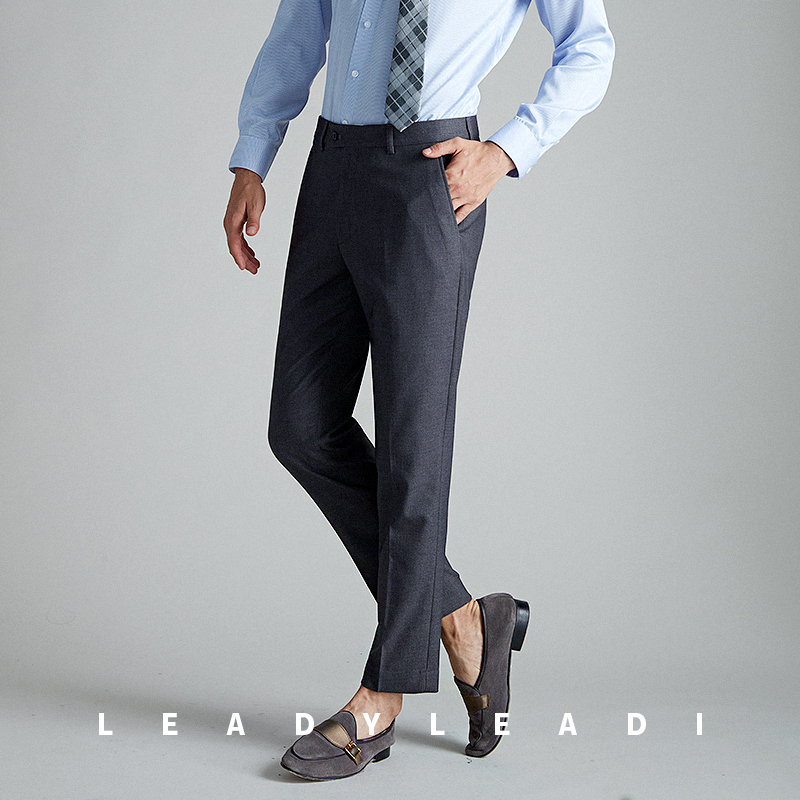 Liqi suit suit men's trousers slim-fit gray straight trousers wool versatile pants men's autumn and winter 189