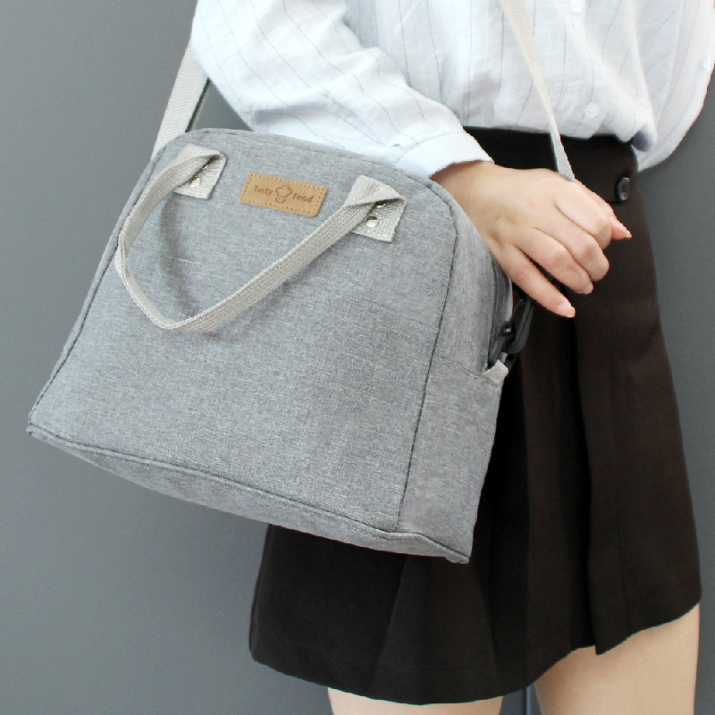 Messenger aluminum foil student lunch box bag handbag insulation bag bento box bag office worker canvas hand carry rice bag