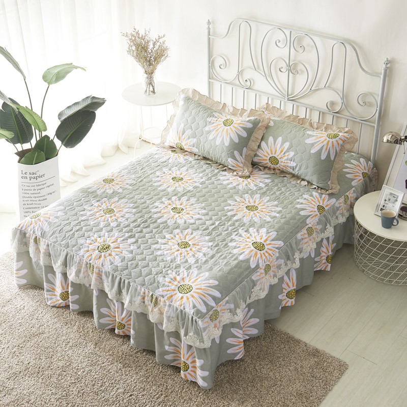 bông bông khăn trải giường dày trượt mảnh duy nhất của giường váy cotton Hàn Quốc bông cộng với phụ tấm 1,5 / 1,8 m giường - Váy Petti drap giường có viền