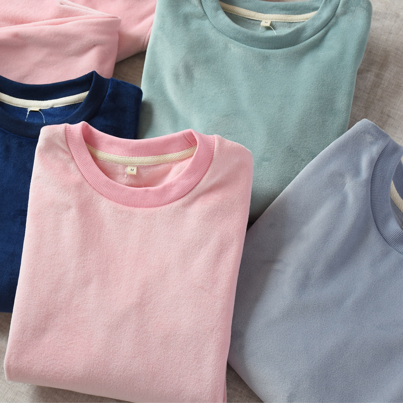 Mùa thu và mùa đông nam và nữ đồ ngủ flannel chân dài tay quần đảo nam nhung thường mặc áo len trùm đầu đồ bộ nam đẹp