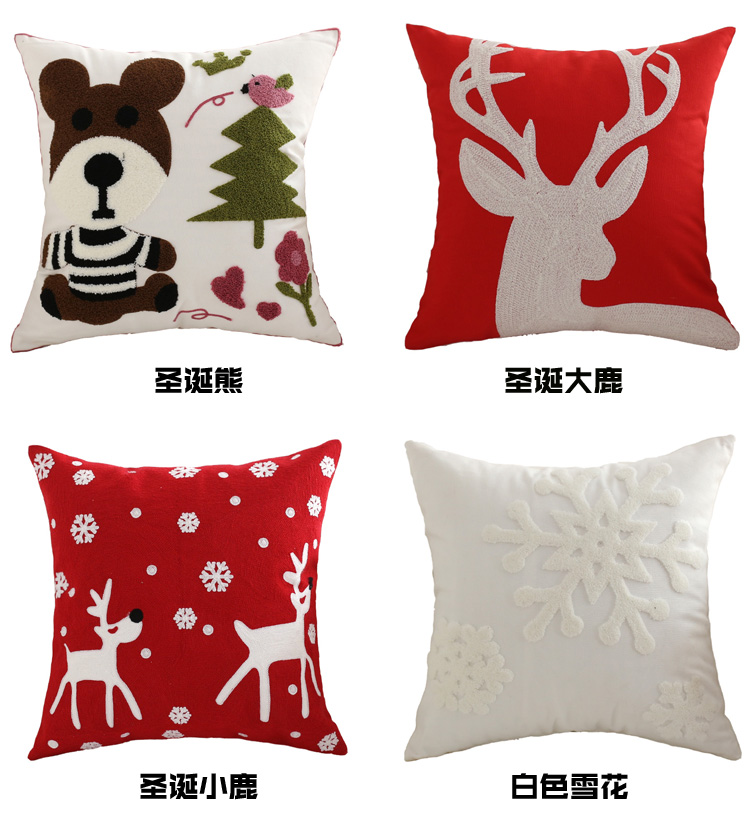 Năm mới Giáng sinh Quà tặng Hoạt hình Thêu Gối Gối Sofa Gối tựa lưng Vỏ gối dễ thương với lõi bông gối văn phòng 2 trong 1