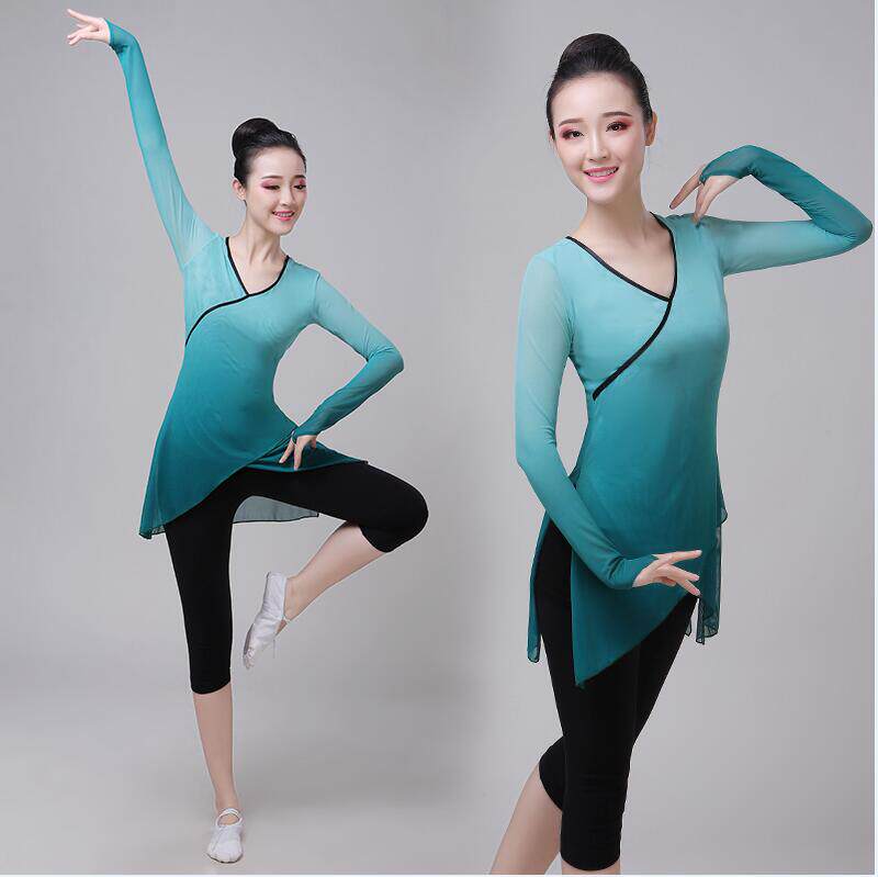 Classical dance practice clothes women's body rhyme gauze ballet elegant long section dance clothes adult teachers folk dance tops