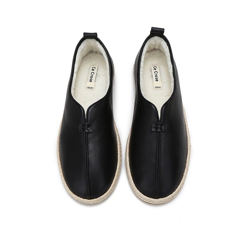 cecrose china wind lamb wool warm genuine leather fisherman daddy sloth casual old beijing cloth shoes man big size