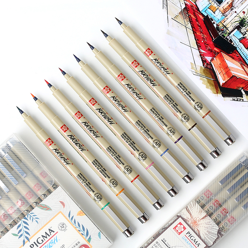 Longitudinal Writing Japan SAKURA Cherry Blossom Color Hooking Pen Show Lipen Hand-painted Cartoon Design Suit-Taobao