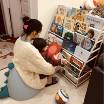 Children's Bookshelf Picture Book Rack Floor-to-Floor Kindergarten Toy Storage Rack Bookshelf Two-in-One Baby Reading Rack