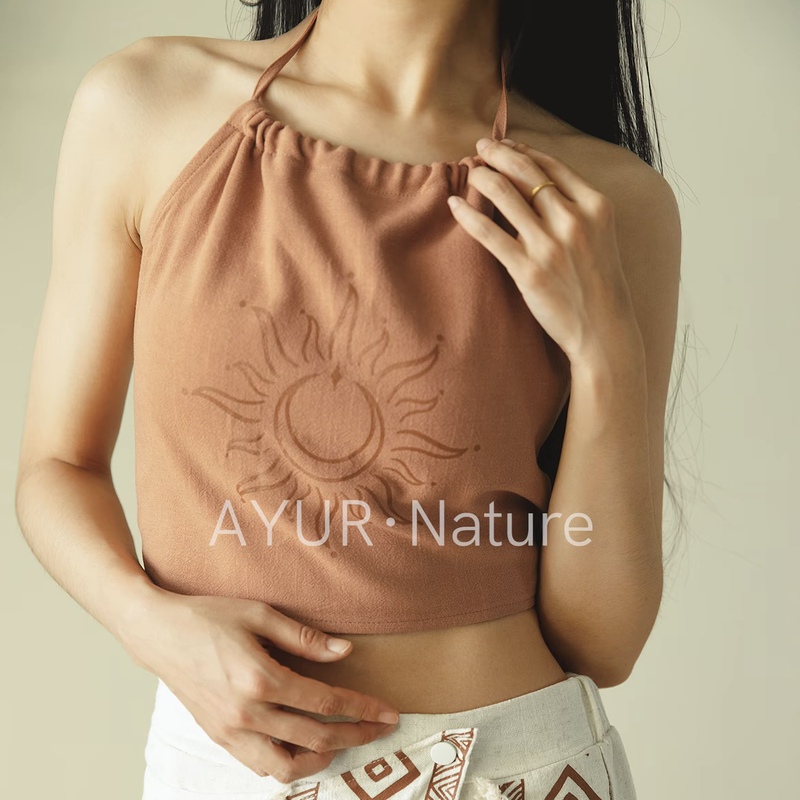 Ayut Autumn and Winter Thickened Cotton and Linen Printed Yoga Pants |   Healing Resort-Style Meditation Wide-Leg Pants