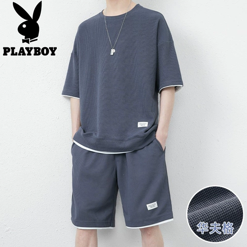 Playboy, шелковая футболка с коротким рукавом, летний комплект