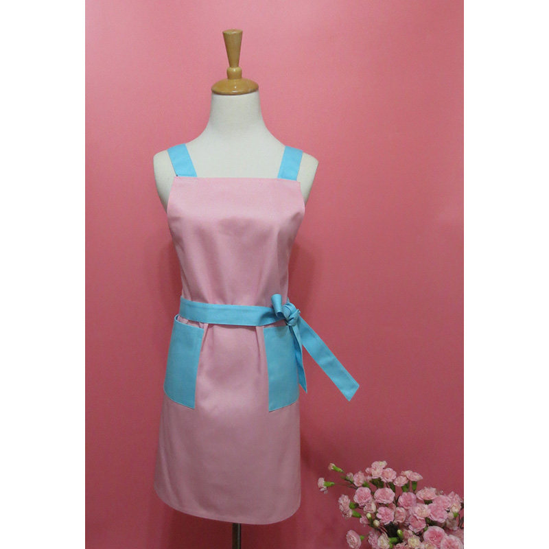 Korean Fashion Creative Cotton Color Matching Apron Adjustable Strap Beauty Manicure Restaurant Housework Kitchen Overalls