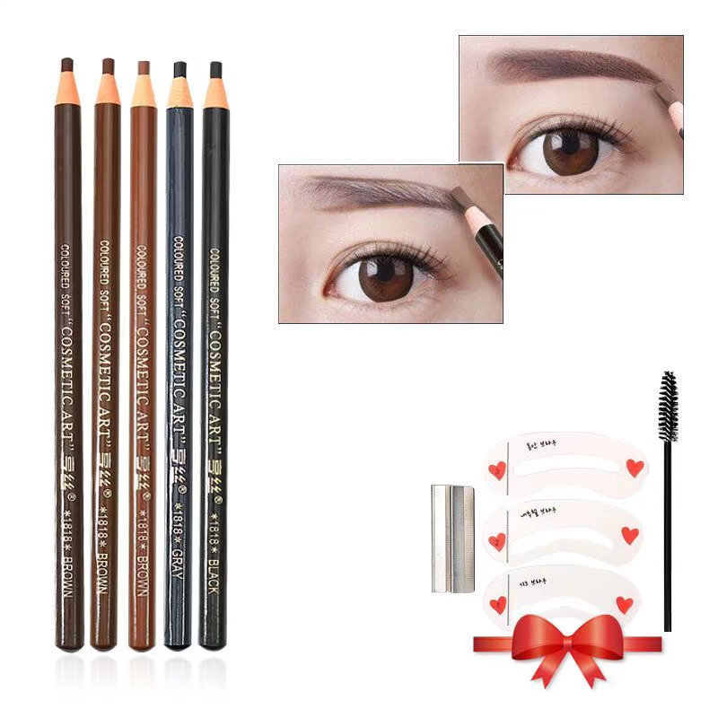 Chì kẻ lông mày Draw line không thấm nước, không thấm mồ hôi, lâu trôi, không đánh dấu bột lông mày tự nhiên một chữ Người mới bắt đầu có thể gọt 2 - Bút chì lông mày / Bột / Stick
