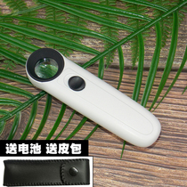 40 times magnifying glass high-definition portable handheld with LED light magnifier Ancient playing with identification IC chip Jewellery jade