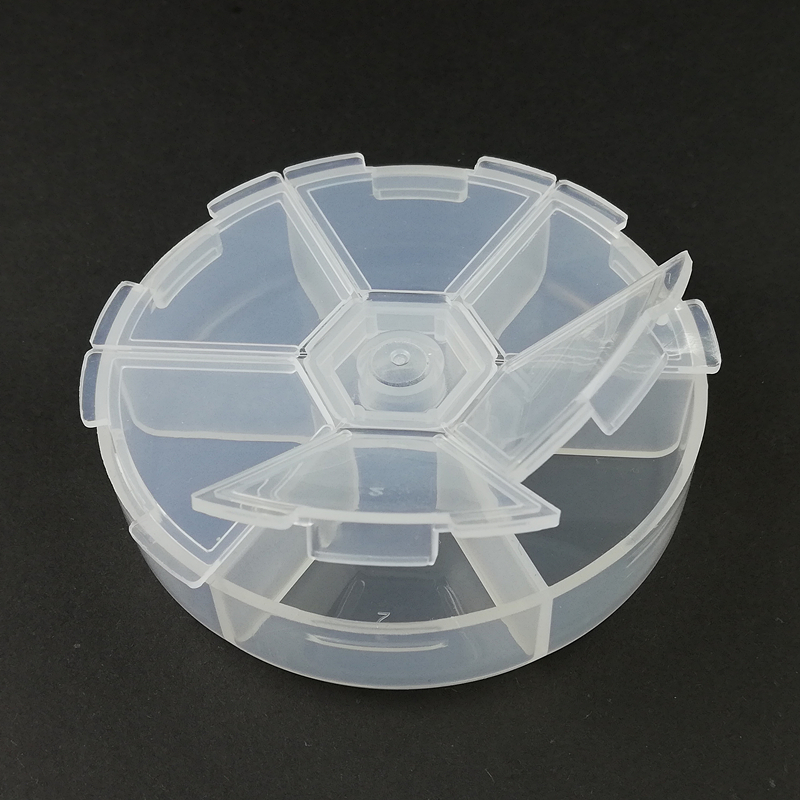 Circular parts box transparent plastic box patch IC screw accessories water drill parts classification and receiving box