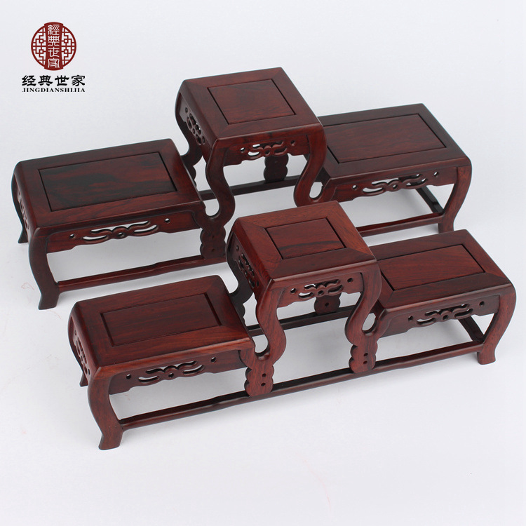 Acid branch high and low multi-treasure shelf tea set Retro red wood High and low Techiite agate placement Home Decorative Items Swing Pieces