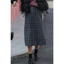 Japanese wild plaid pleated skirt College style thin and good-looking skirt Mid-length autumn and winter retro plaid skirt