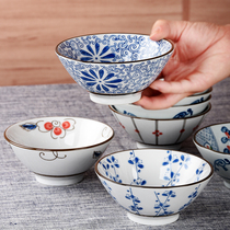 Day style 5-inch bucket hat-rice bowls Home Creative High-footed ceramic rice bowls Jingdezhen Qing flower Porcelain Dining Bowl