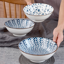 Day Style 7-8 Inch Noodle Bowl Single Home Ceramic Pull Noodles Bowl Jingdezhen Green Flower Porcelain Cutlery Noodle Bowl Soup Bowl