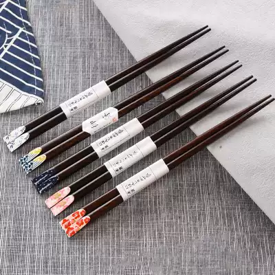 Japanese-style pointed solid wood chopsticks single household wooden chopsticks 1 pair of one-color family chopsticks
