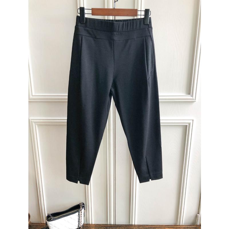 Crisp and stylish foreign trade tail single high-end thin loose Harun high-waisted elastic waist nine points casual trousers women's autumn