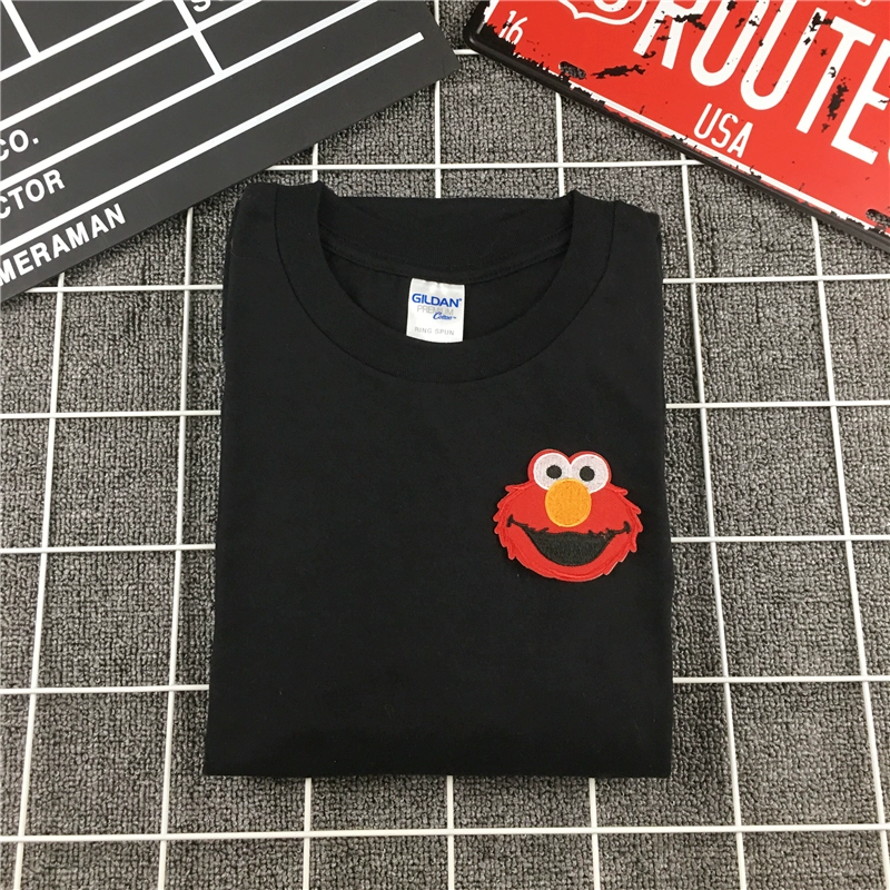Mùa hè 2018 mới thêu hoạt hình Sesame Street những người yêu thích áo phông ngắn tay nữ sinh viên hoang dã bf áo thun nam uniqlo