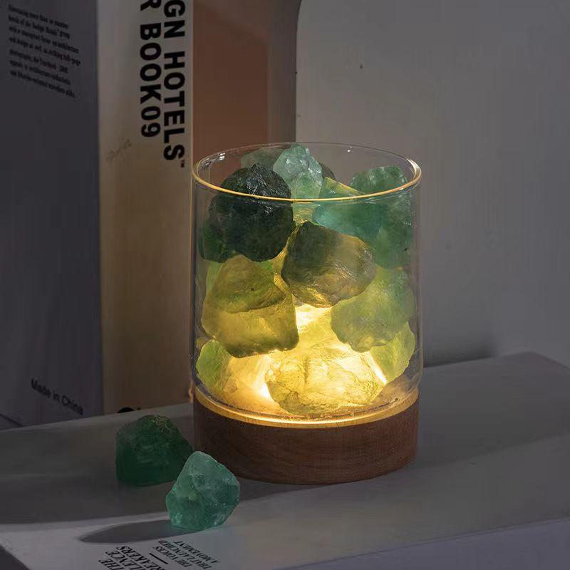 Fireless Aromatherapy Diffuser Crystal Stone Essential Oil Storage Bottle Girls' Room Fragrance Cup Desktop Luminous Vessel Jar