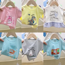 Crescent childrens short-sleeved vest t-shirt summer thin childrens pure cotton summer dress baby Modal mesh top