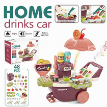 Foreign Trade Childrens Lighting Music Simulation Ice Cream Juice Machine Cart Candy Cream Package for Family Toys