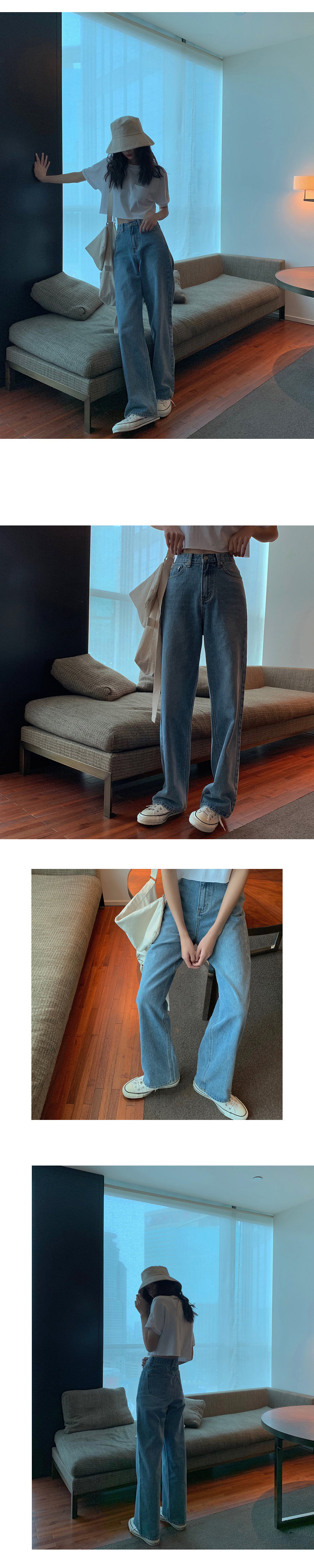 Mùa xuân 2019 mới của phụ nữ gió lửng rộng chân quần rộng quần jeans thẳng - Quần jean quần jean nữ hàng hiệu