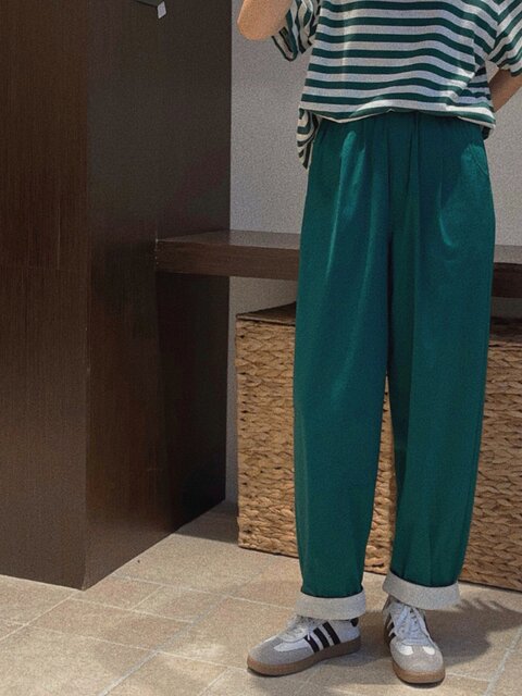 Japanese Order Spring/Summer Elastic Waist Loose Simple Versatile Thin Candy Color Cuffed Women's Casual Pants Carrot Pants